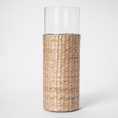 Glass And Narrow-Leaf Cattail Woven Vase Natural - Threshold™ | Target