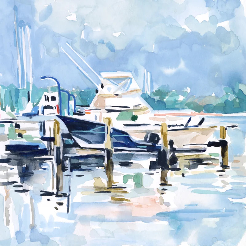 Watercolor Marina II - Painting | Wayfair North America