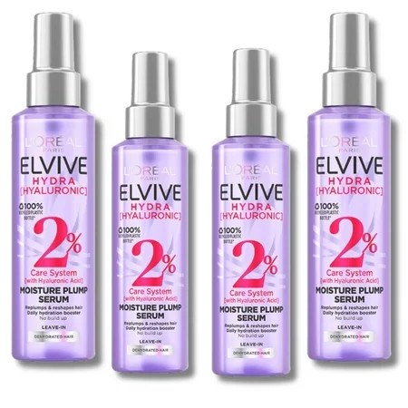 Loreal Paris Elseve Hydra Hyaluronic 2% Hair Serum with Hyaluronic Acid 150 ml 4 Pack | Walmart (US)