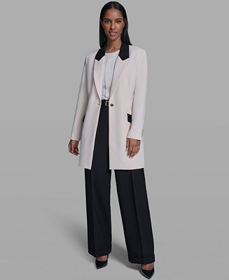 KARL LAGERFELD PARIS Women's Notch Lapel Collar Jacket and Mid-Rise Pants - Macy's | Macy's