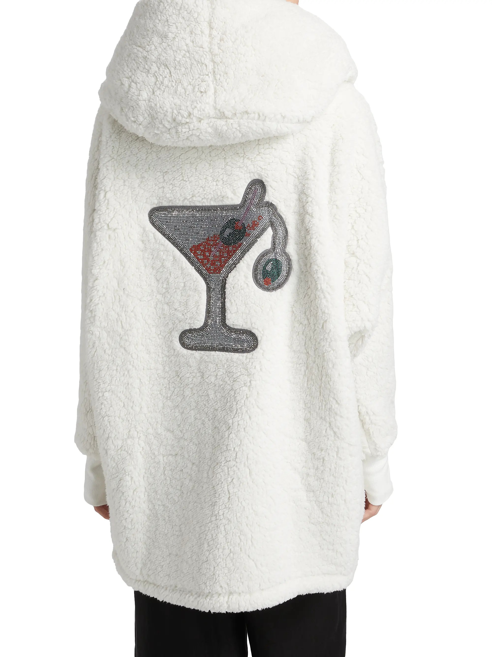 The Best Lounger In The World Embellished Martini Glass Sherpa Hooded Jacket | Saks Fifth Avenue