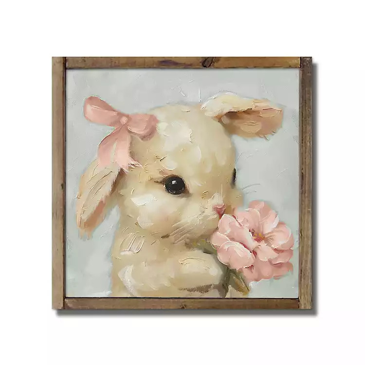 Pink Floral Bunny Framed Wall Plaque | Kirklands
