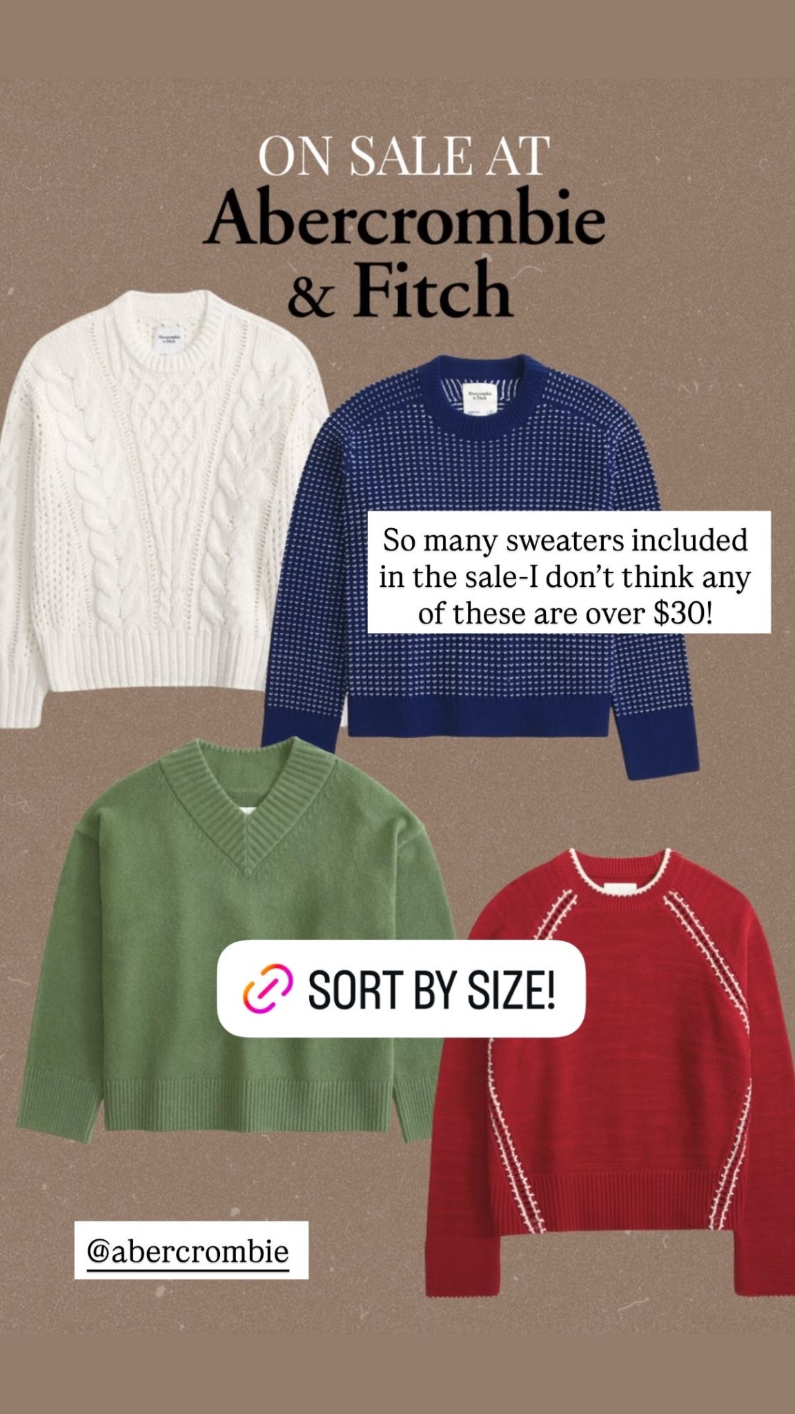 So many sweaters included in the sale-I don’t think any of these are over $30! @abercrombie