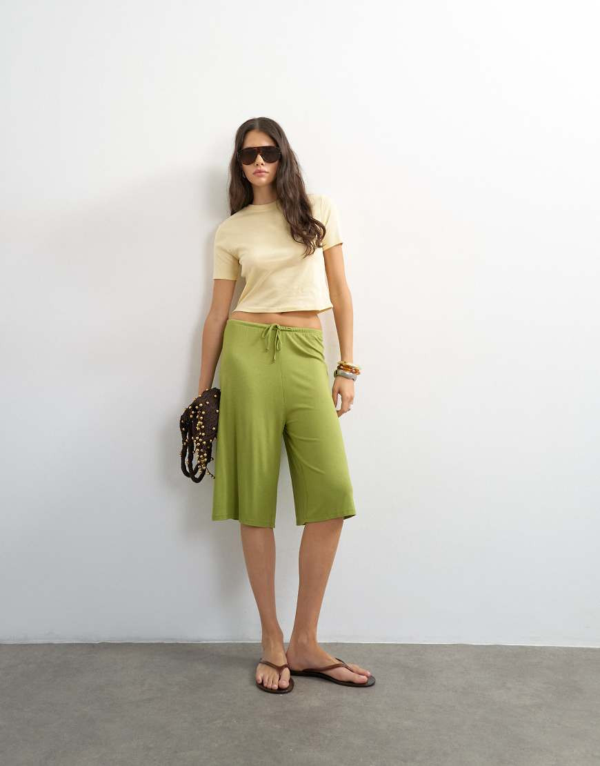 Topshop viscose jersey board short in green | ASOS (Global)