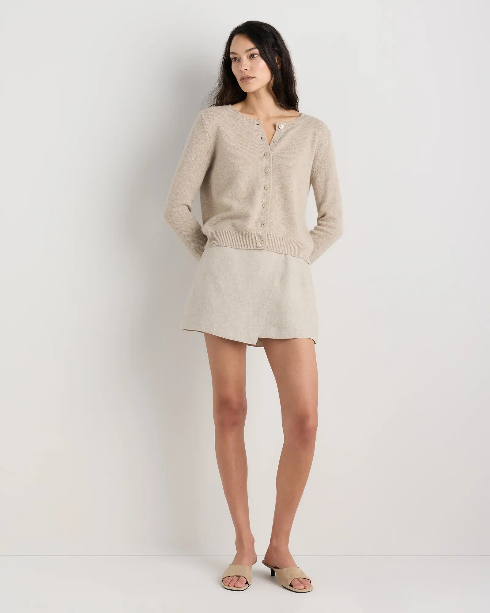 Mongolian Cashmere Cropped Crew Cardigan | Quince