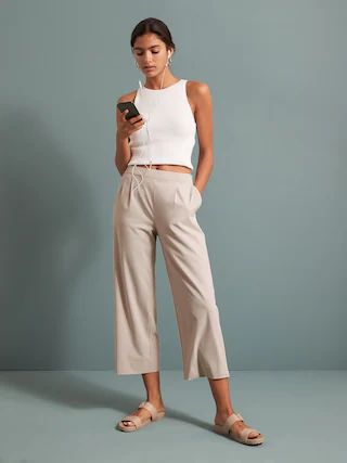 Flyweight Wide-Leg Cropped Pant with Core Temp | Banana Republic (US)