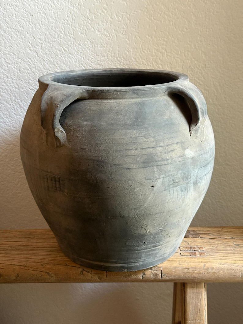 Large Vintage Clay Vessel 4 Handles Chinese Water Pot - Etsy | Etsy (US)