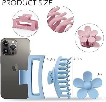 12 Pack Large Hair Claw Clips Flower Hair Clips Big Claw Clips for Thick Hair, Big Hair Clips Squ... | Amazon (US)