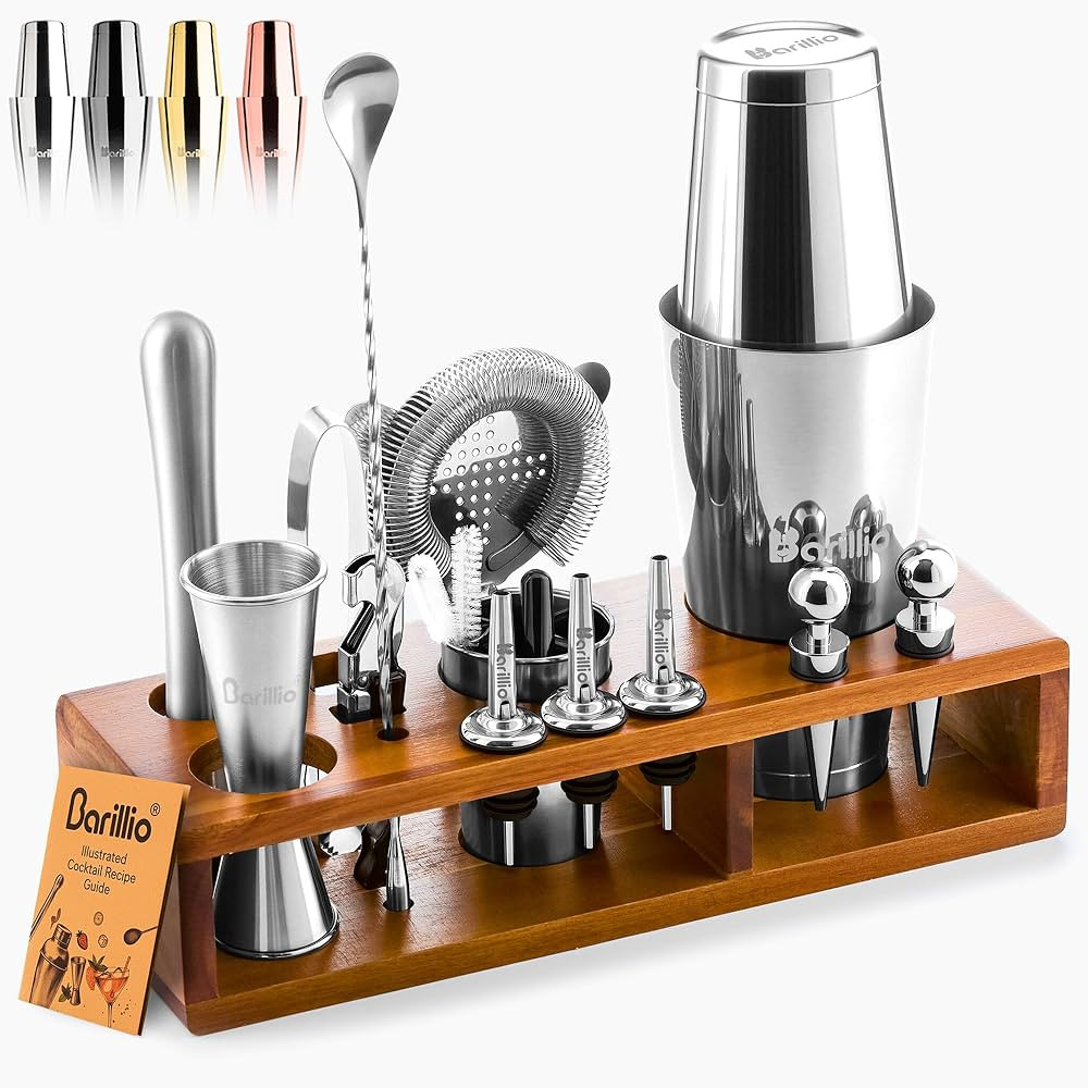 Barillio Bartender Kit – 23-Piece Stainless-Steel Cocktail Shaker Set with Premium Acacia Stand... | Amazon (US)