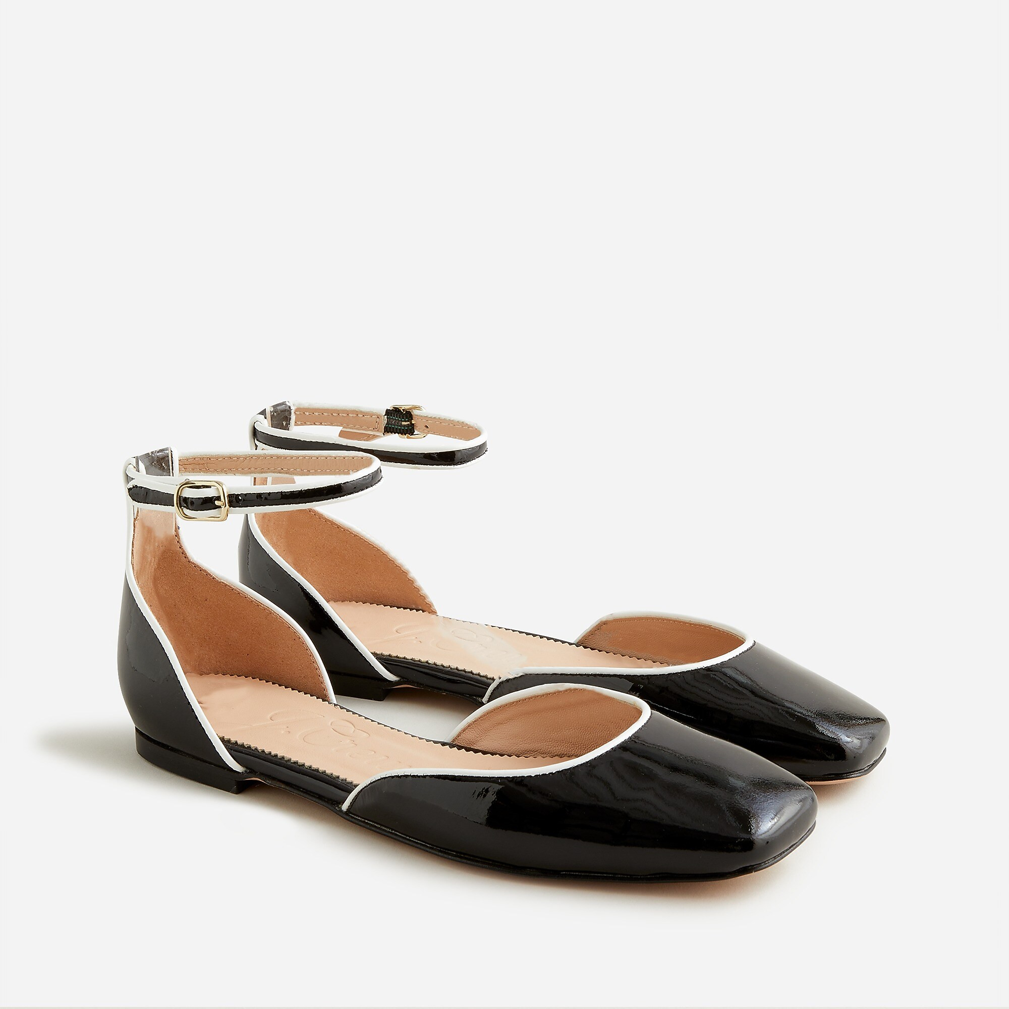 Anya ankle-strap flats in Italian patent leather | J. Crew US