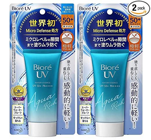 Biore Sarasara UV Aqua Rich Watery Essence Sunscreen SPF50+ PA+++ 50g (Pack of 2) | Amazon (DE)