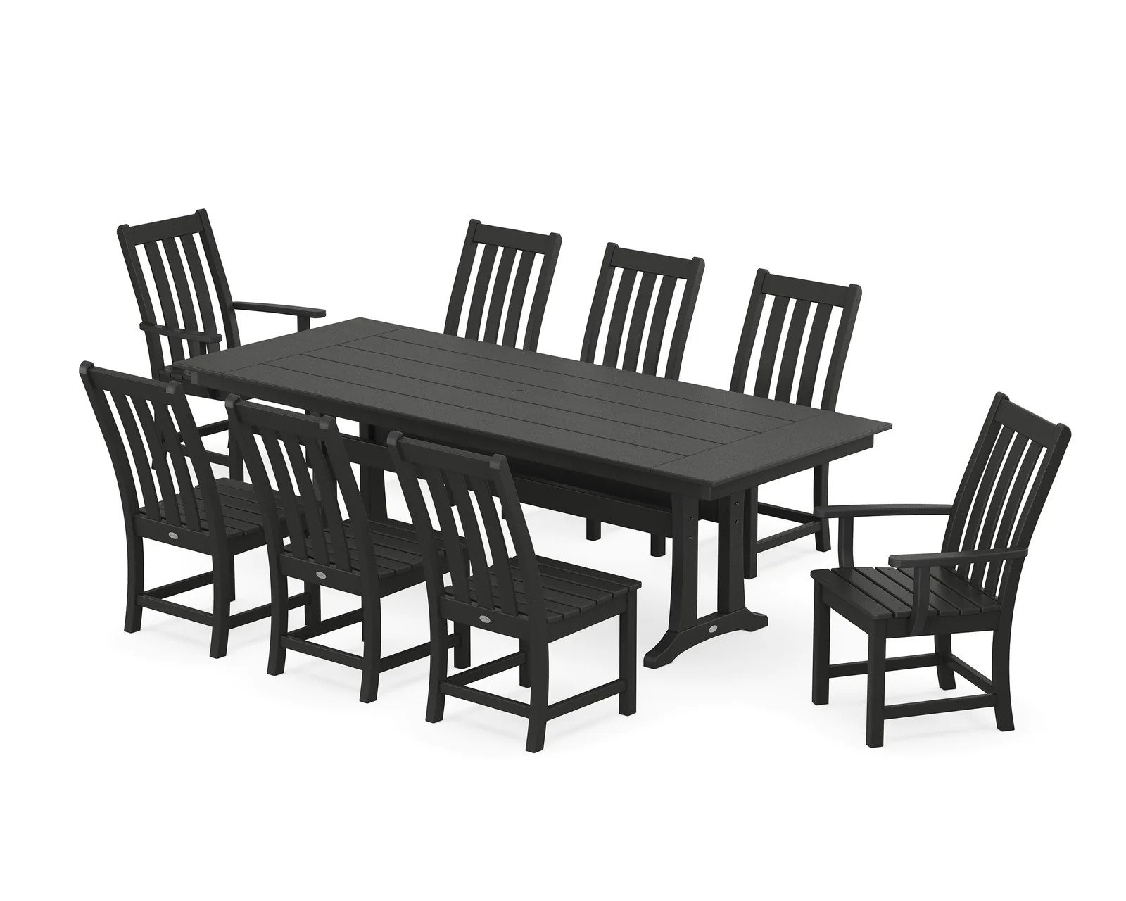 Vineyard 9-Piece Farmhouse Dining Set with Trestle Legs | POLYWOOD