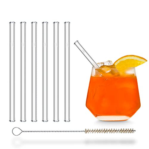 HALM Glass Straws - 6 Reusable 6 inch clear Drinking Straws short + Plastic-Free Cleaning Brush -... | Amazon (US)