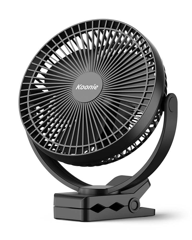 Koonie 10000mAh Clip on Fan Rechargeable, 8-Inch Battery Operated Desk Fan, USB Fan, 4 Speeds, St... | Amazon (US)