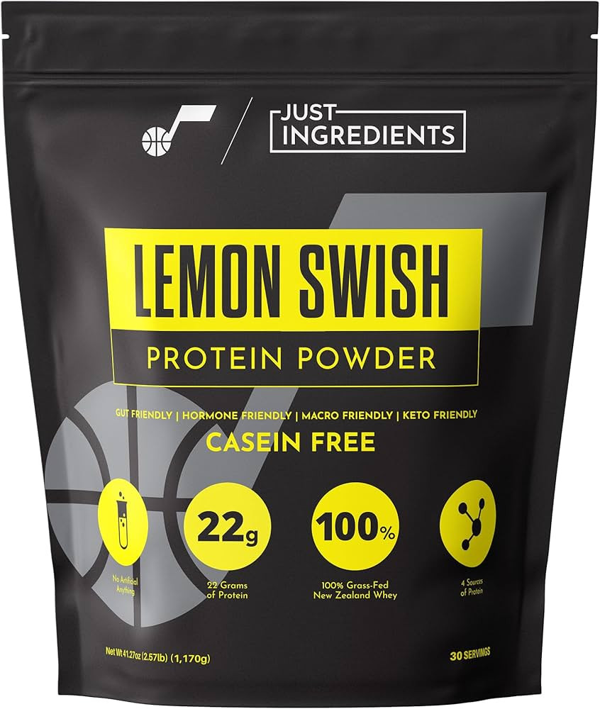 JUST INGREDIENTS Lemon Swish Protein Powder - Grass-Fed Whey, Lemon Flavor - 1.44 lb, | Amazon (US)