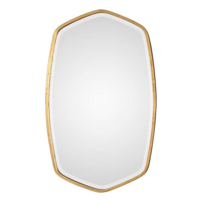 Global Direct 36.13-in L x 22.25-in W Irregular Antiqued Gold Leaf Framed Wall Mirror Lowes.com | Lowe's