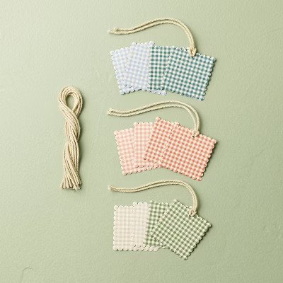 Gingham Gift Tags Pink/Blue/Green 12ct - Hearth & Hand™ with Magnolia | Target