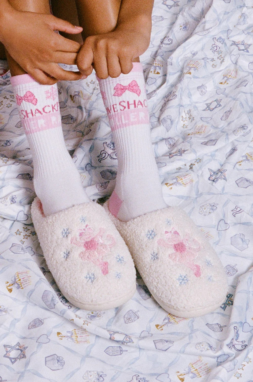 Sugarplum Monkey Fuzzy Slippers | Roller Rabbit