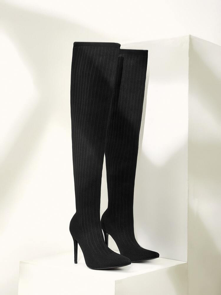 Cuccoo Minimalist Point Toe Stiletto Heeled Classic Boots | SHEIN