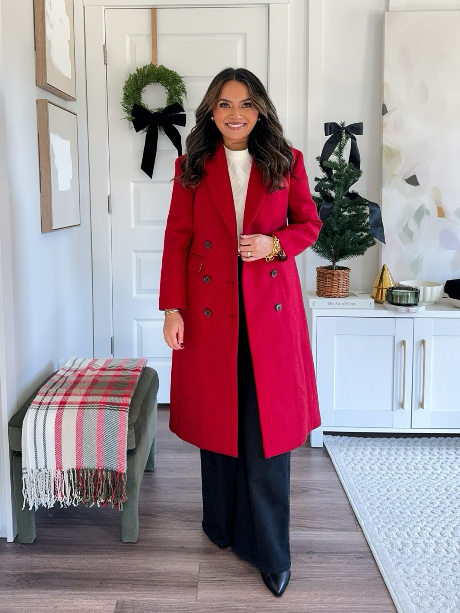 Red coat size 0 petite TTS 
White cable sweater size XS TTS
Belt size xs TTS
Black wide leg flare jeans size 26 petite TTS
Black booties Size 6- usually size 5.5 but these start in size 6 and fit perfectly 

Fall outfit 
Cyber week 
Black Friday 
Holiday sale 
Abercrombie 
JCREW 
Winter style 
Christmas outfit
Holiday outfit 

Honey Sweet Petite 

#LTKStyleTip #LTKHoliday #LTKSaleAlert