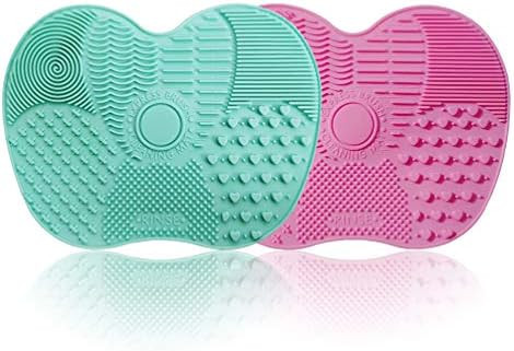 Makeup Brush Cleaning Mat, Silicone Makeup Brush Cleaner, Makeup Brush Cleaning Pad and Scrubber ... | Amazon (US)