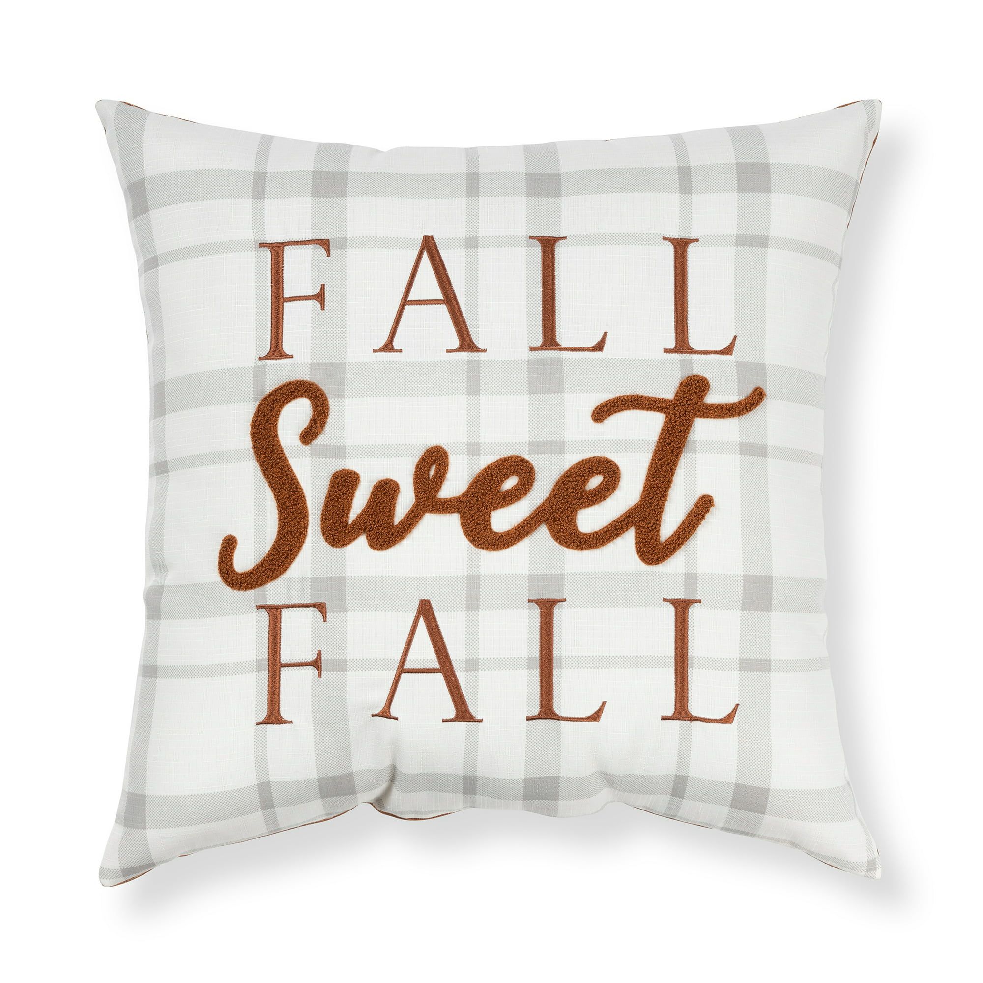Better Homes & Gardens Fall Sweet Fall Outdoor Throw Pillow, 20" x 20" Square, Multi-Color Plaid | Walmart (US)