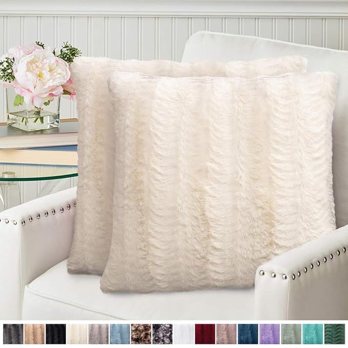 The Connecticut Home Company Original Faux Fur Pillowcases, Set of 2 Decorative Case Sets, Throw ... | Amazon (US)