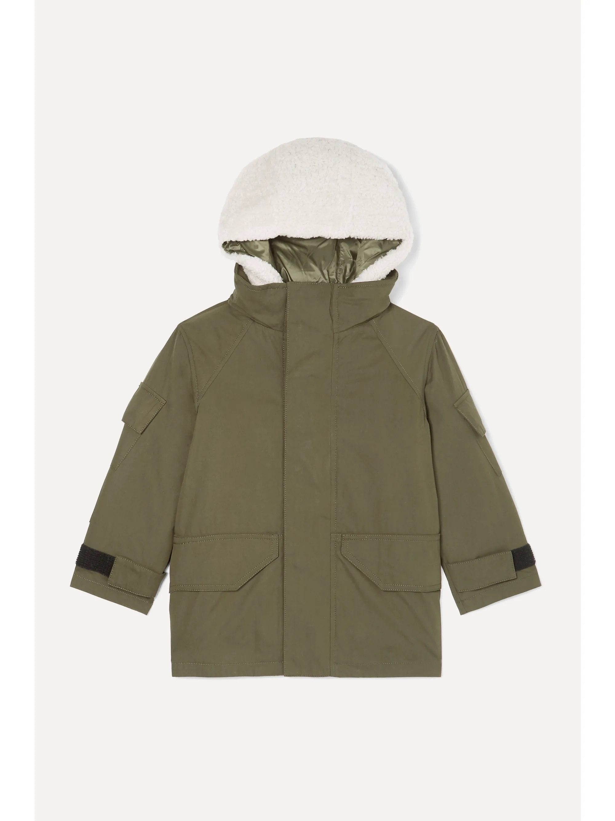 Green Ages 4 - 6 hooded layered cotton-blend twill and shearling parka | Yves Salomon Kids | NET-... | NET-A-PORTER (UK & EU)