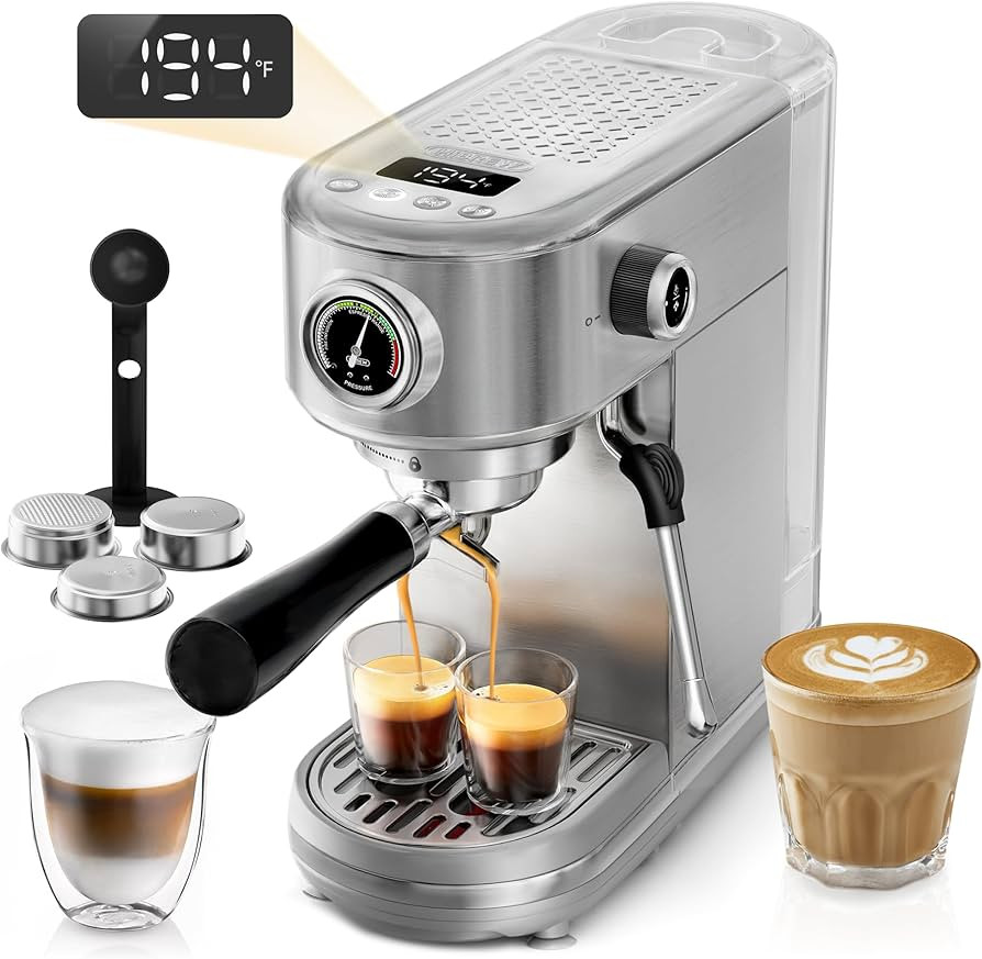 HIBREW Espresso Machine 20 Bar, Semi-Automatic Cappuccino Maker with Milk Frother for Latte Art, ... | Amazon (US)