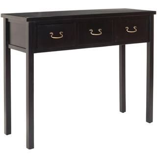Cindy 40 in. 3-Drawer Black Wood Console Table | The Home Depot