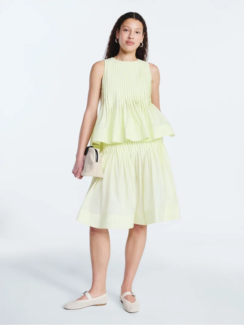 Free Assembly Women's Pintuck Knee Length Skirt, Sizes XS-XXL | Walmart (US)