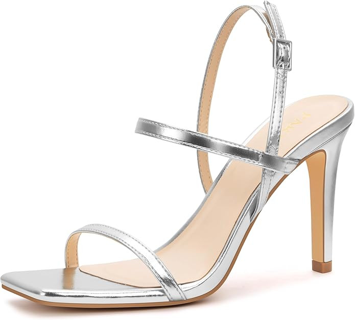 Women's Strappy High Heeled Sandals Open Toe Ankle Strap heels Comfy Weddings Shoes | Amazon (US)
