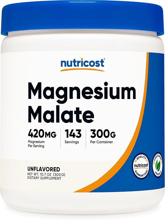 Nutricost Magnesium Malate Powder (300g) 420mg of Magnesium Per Serving | Amazon (US)