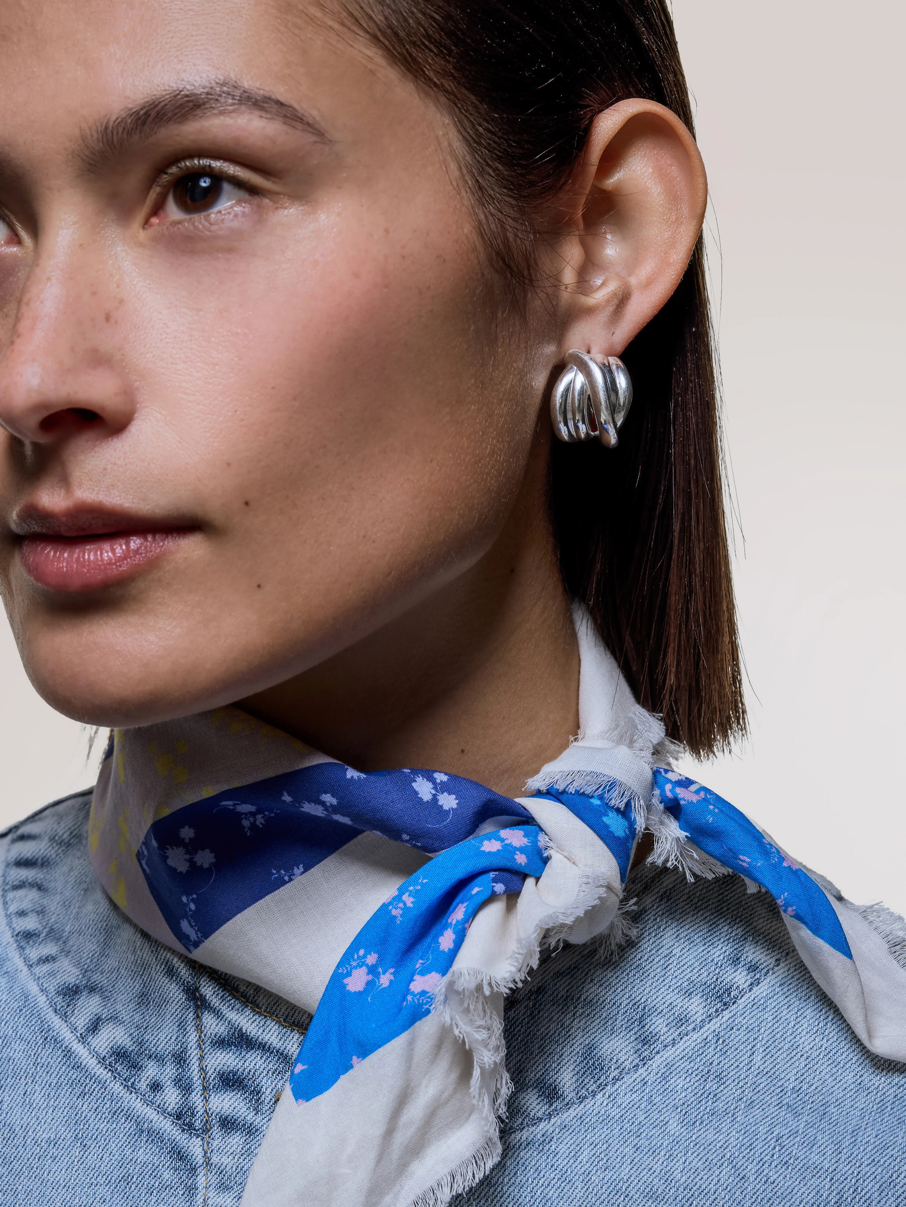 Twisted Dome Hoop Earring | Silver | Jigsaw (UK)