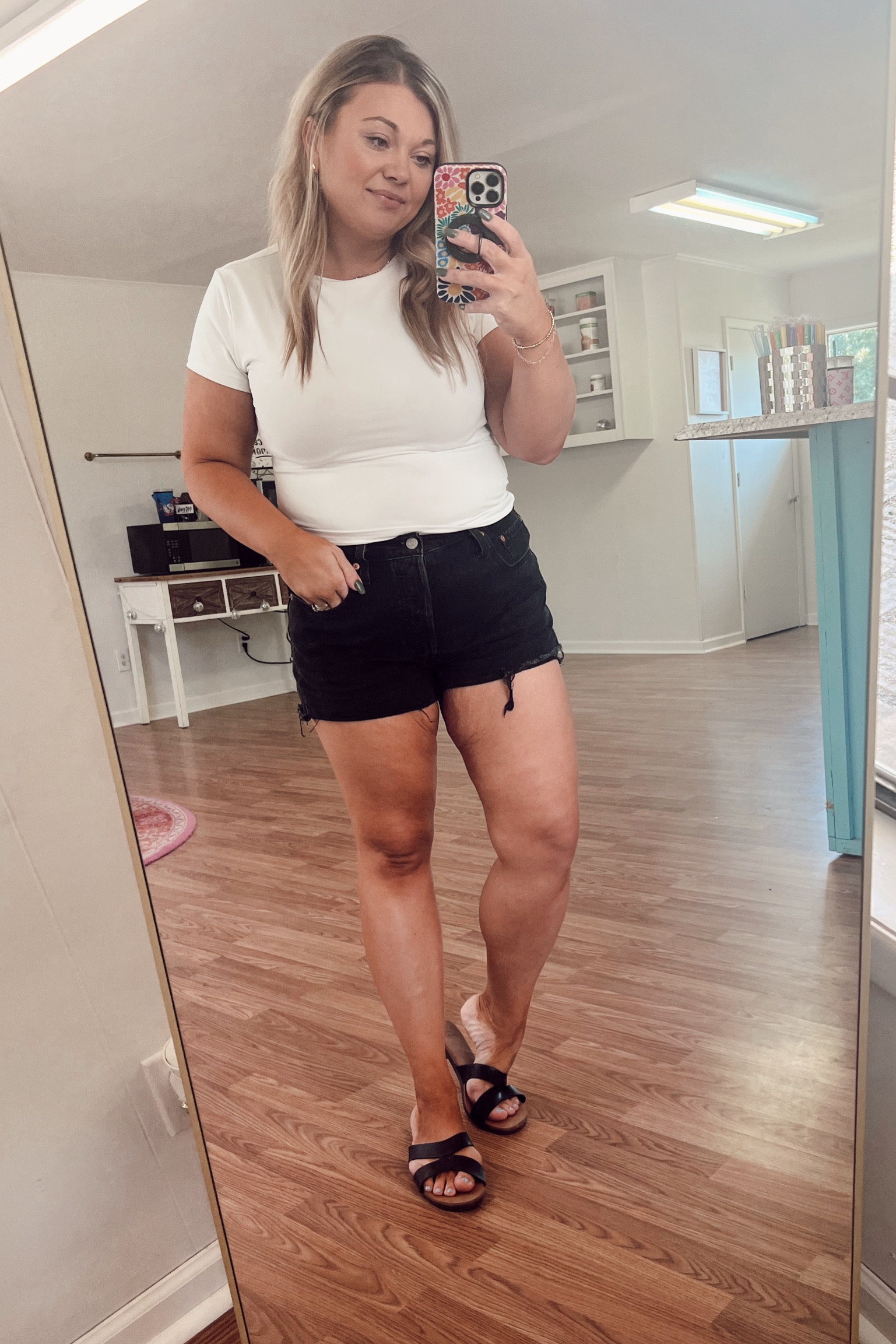Errands OOTD💁🏼‍♀️ Levi’s everrrrrrday 
Also this Amazon tshirt is compression material! I love to wear golfing also! Black Levi’s are on sale for less than $25 right now! 

#LTKMidsize #LTKSaleAlert #LTKFindsUnder50