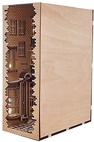 Wooden Diagon Alley Book Nook Kit Bookend Stand Bookshelf Insert DIY Bookends Decor Model Buildin... | Amazon (US)