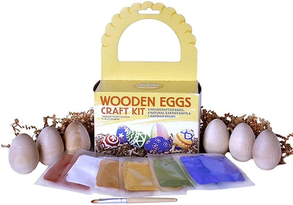 Earth Paints, Craft Kit Wood Egg, 6 Count | Amazon (US)