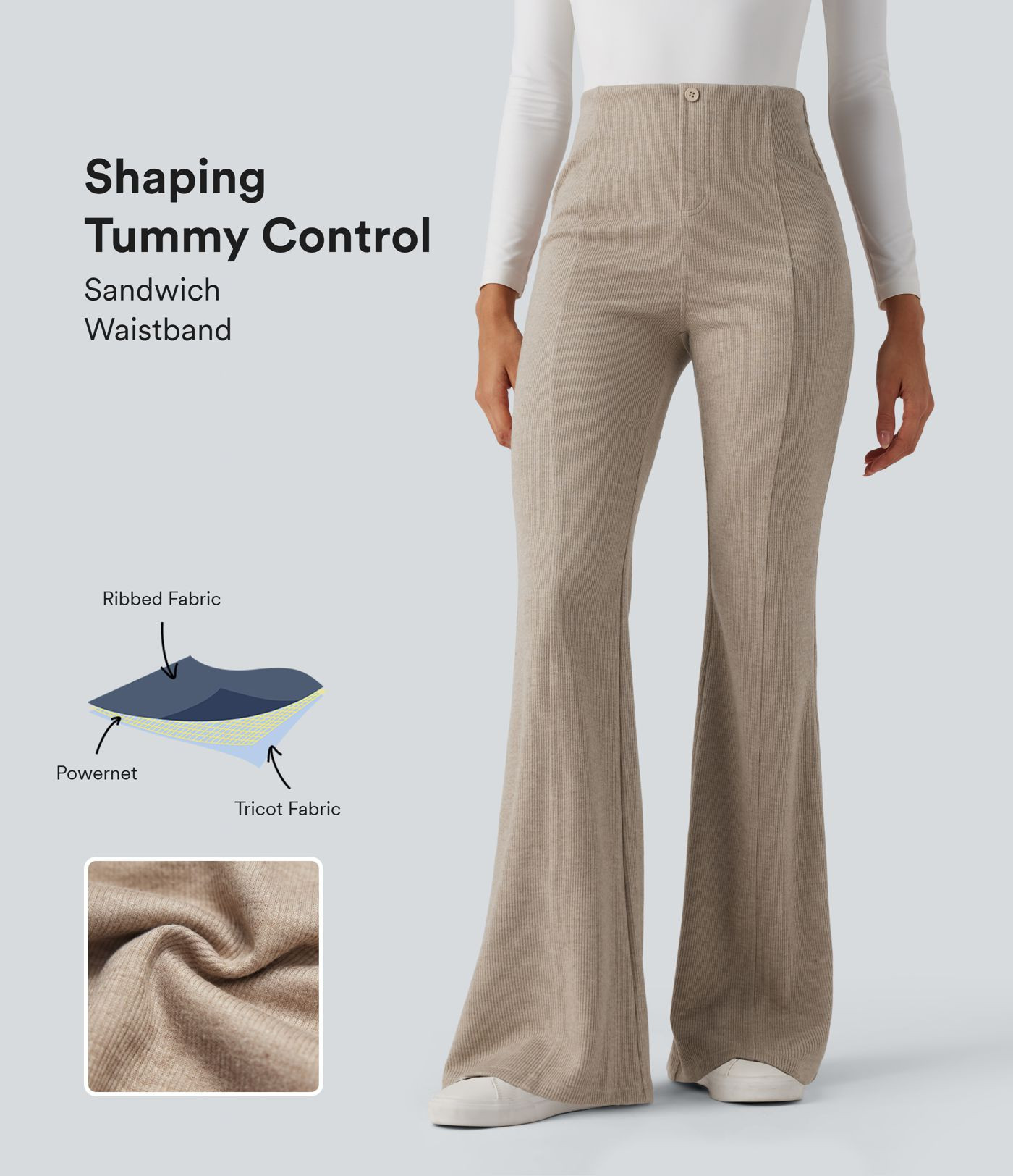 Women’s Ribbed High Waisted Tummy Control Casual Flare Pants - Halara | HALARA