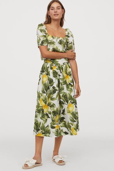 Patterned Cotton Skirt | H&M (US + CA)