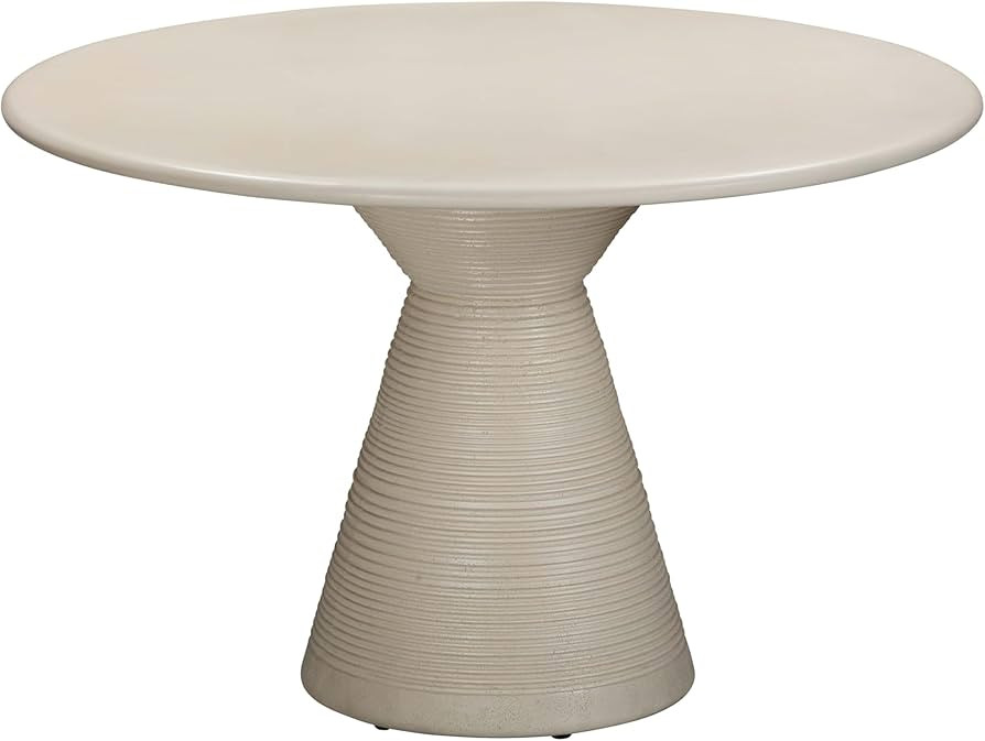 Fern Beige Textured Faux Plaster Concrete Indoor/Outdoor Round Dining Table | Amazon (US)