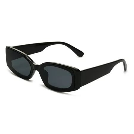 Mojoyce Vintage Small Frame Sunglasses Rectangle Jelly Color Sun Glasses (Black) | Walmart (US)