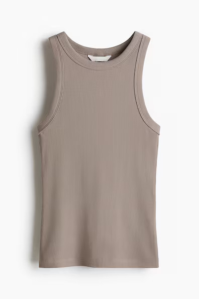 H & M - Ribbed Tank Top - Brown | H&M (US + CA)