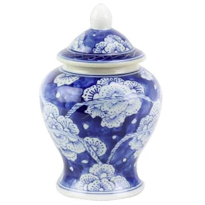 MINI NAVY FLORAL GINGER JAR | Wayfair North America