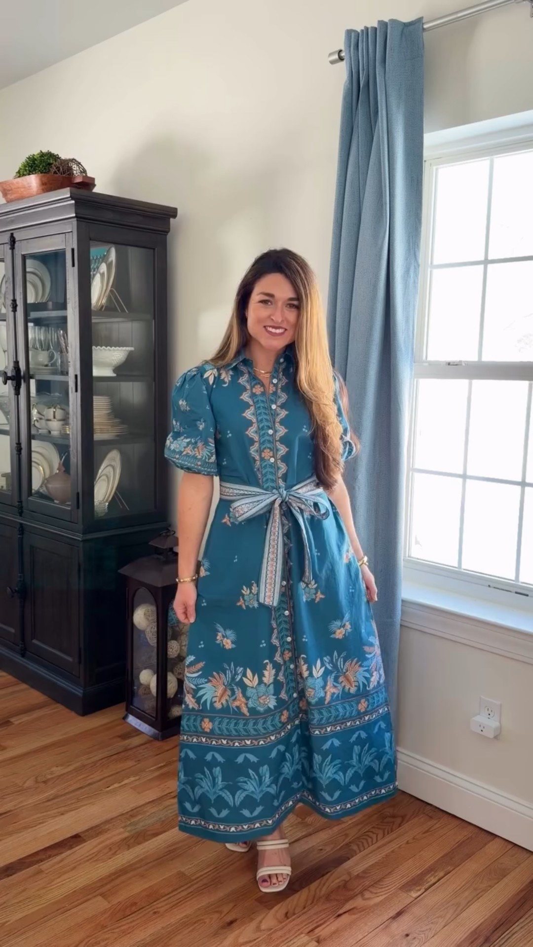 This spring dress was too good to wait for warmer days, so here we are — manifesting sunshine one outfit at a time. ☀️✨