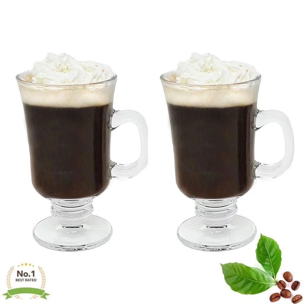 Irish Coffee Mug Regal Shape 8 oz Set of 2 Thick Wall Glass Cappuccinos, Mulled Ciders, Hot Choco... | Walmart (US)