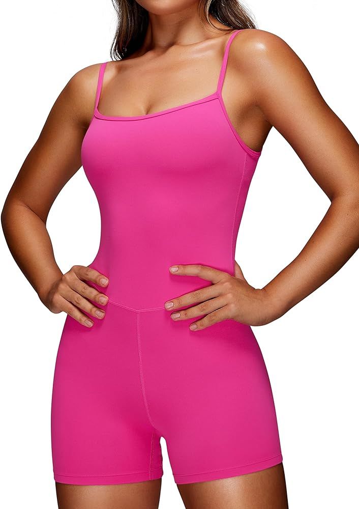 CRZ YOGA Butterluxe Athletic Rompers for Women Adjustable Strap Padded Workout Shorts Jumpsuits O... | Amazon (US)