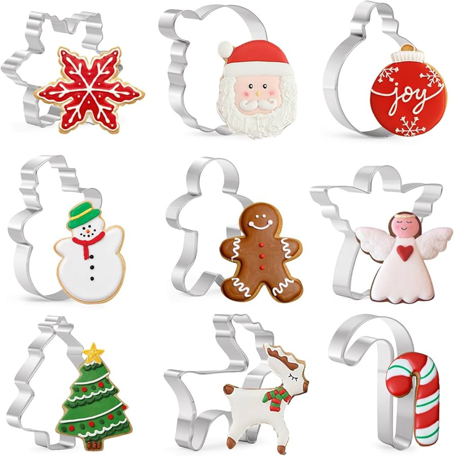 KAISHANE Christmas Cookie Cutters Set, 9 Piece Holiday Cookie Cutters Shape - Gingerbread Man, Ch... | Amazon (CA)