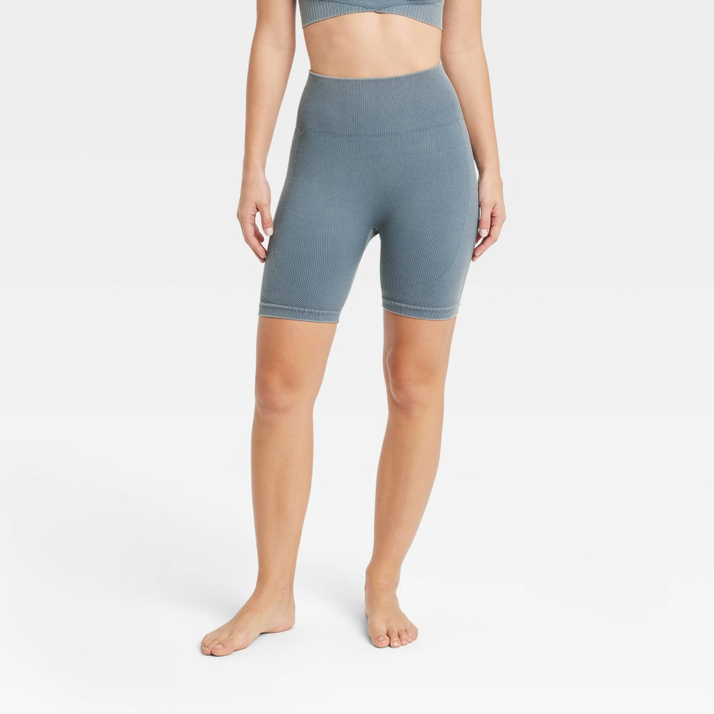 Women's High-Rise Seamless Bike Shorts 6"" - JoyLab Slate Blue XL | Target