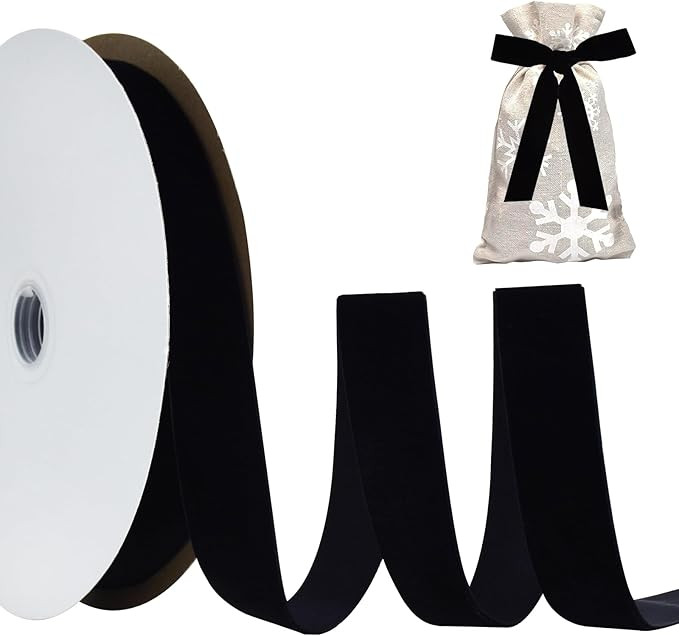 TONIFUL Black Velvet Ribbon 1 Inch x 25yds, Vintage Velvet Ribbons, for Christmas Wreath Decorati... | Amazon (US)