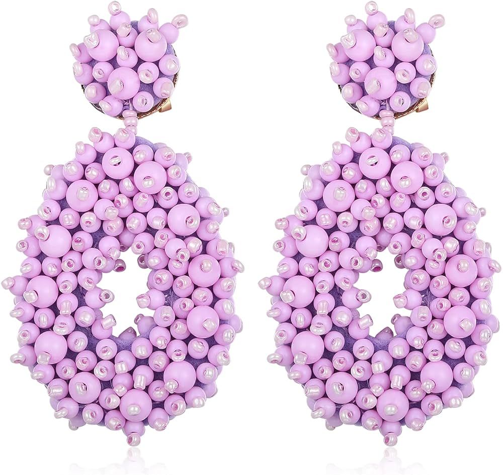 Statement Drop Earrings - Bohemian Beaded Teardrop Dangle Earrings Gift for Women | Amazon (US)